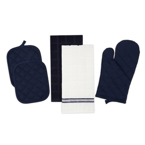 Kitchen Towel, Oven Mitt & Pot Holder Kitchen Set 5 Pack - Navy