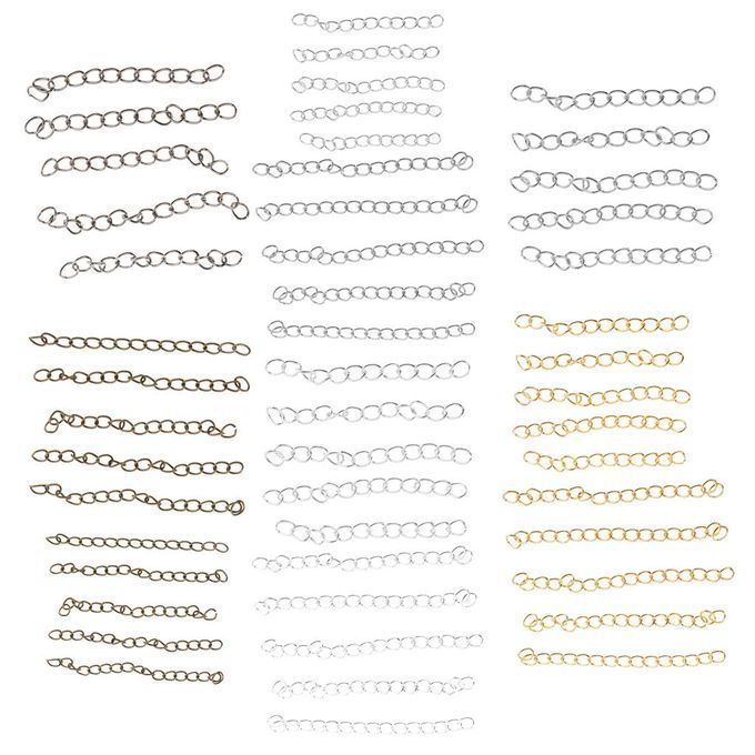 100 Pieces Black/Silver/Gold/Bronze Metal Necklace Bracelet Extender