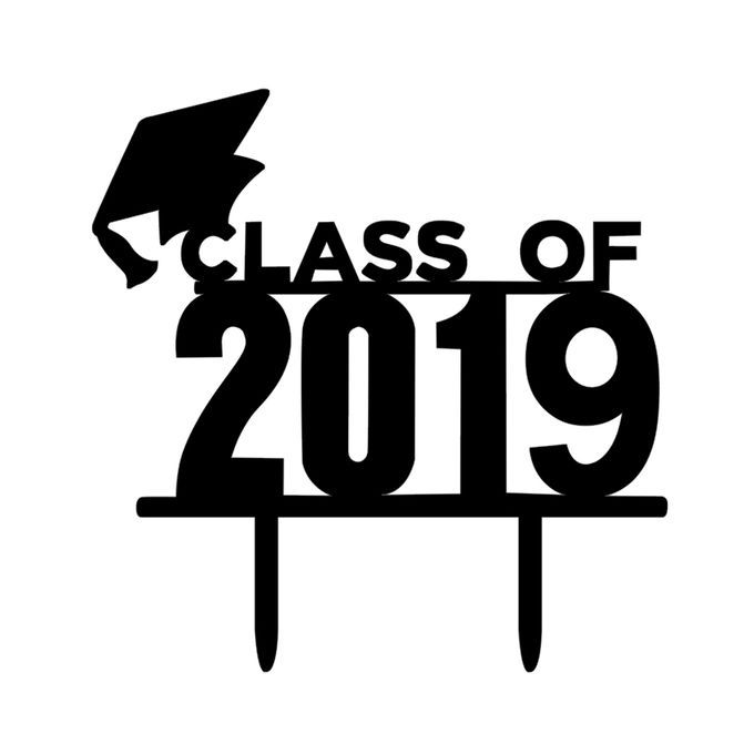 Black Class Of 2019 Congratulations Grad Cake Topper