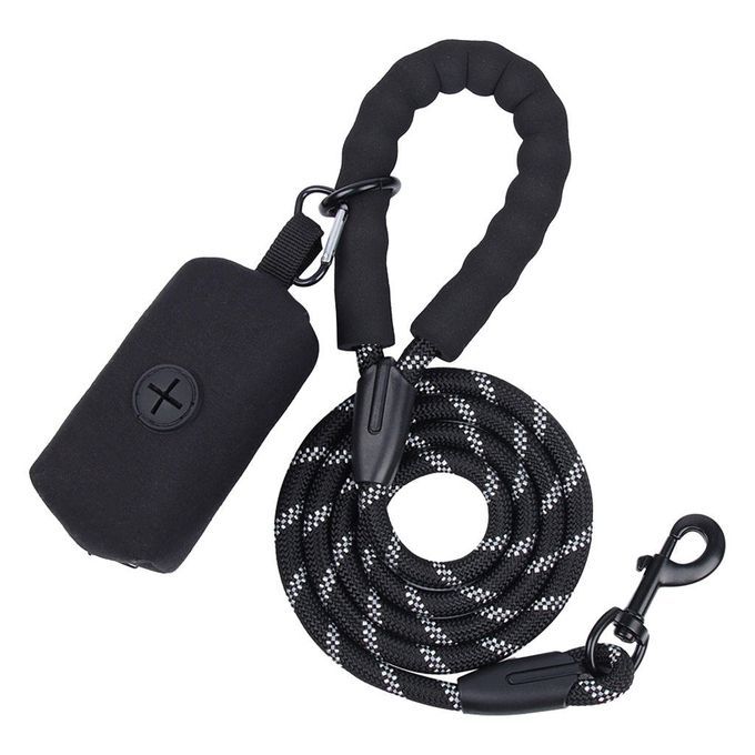 Small Large Dog Walking Leash Running Pet Dog Lead With Foam Black