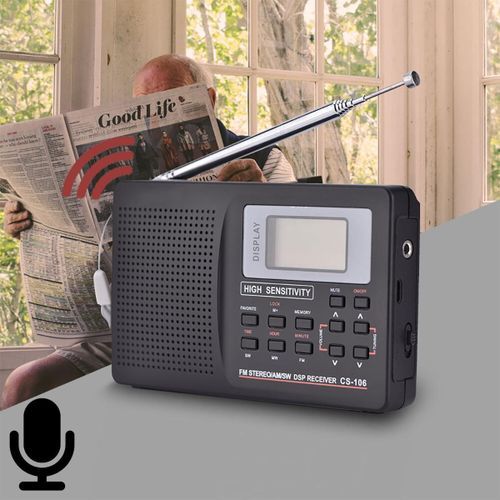 Portable Digital World Full Band Radio Receiver AM/FM/ Black
