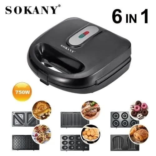 Multifunctional 6 In 1 Sandwich Maker - Grill - Waffle Maker - Donut - Cake And Cookie - 750W