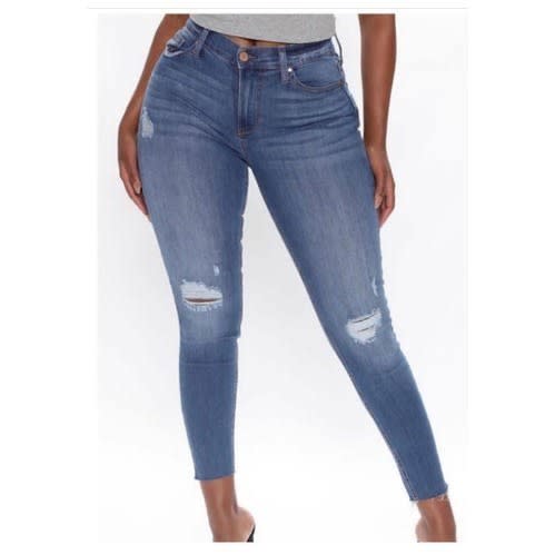 High-waist Denim Jeans - Blue