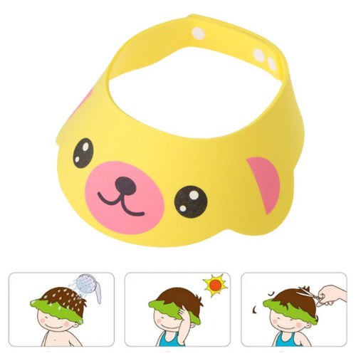 Adjustable Funny Cartoon Baby Shower Cap - Yellow