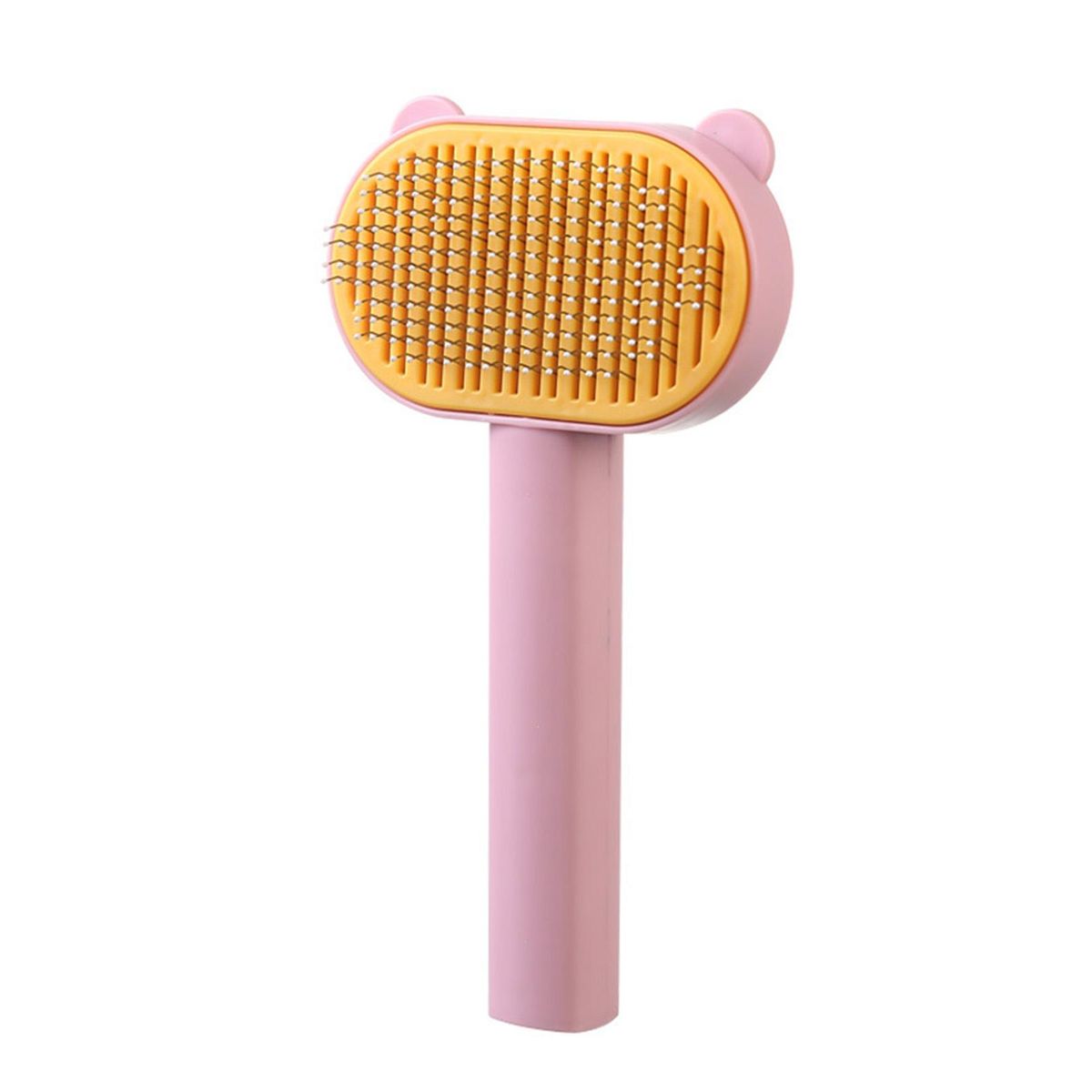 Pet Grooming Brush Dog Cat Hair Self Cleaning Brush PinkYellow