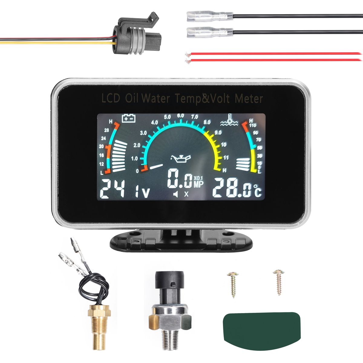 3-in-1 Car LCD Meter Digital Oil Pressure Voltage Water