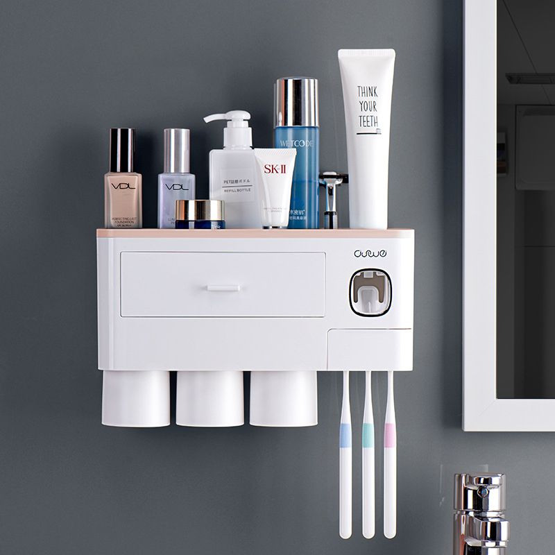 Wall-mounted Toothbrush Holder Toothpaste Squeezer Household Bucket Storage Rack Automatic Toothpaste Dispenser Bathroom Accessories