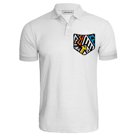 Retro Pocket Pattern Polo T-shirt - White