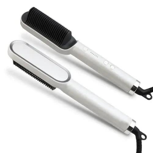 Tourmaline Ceramic Hair Curler & Brush - White