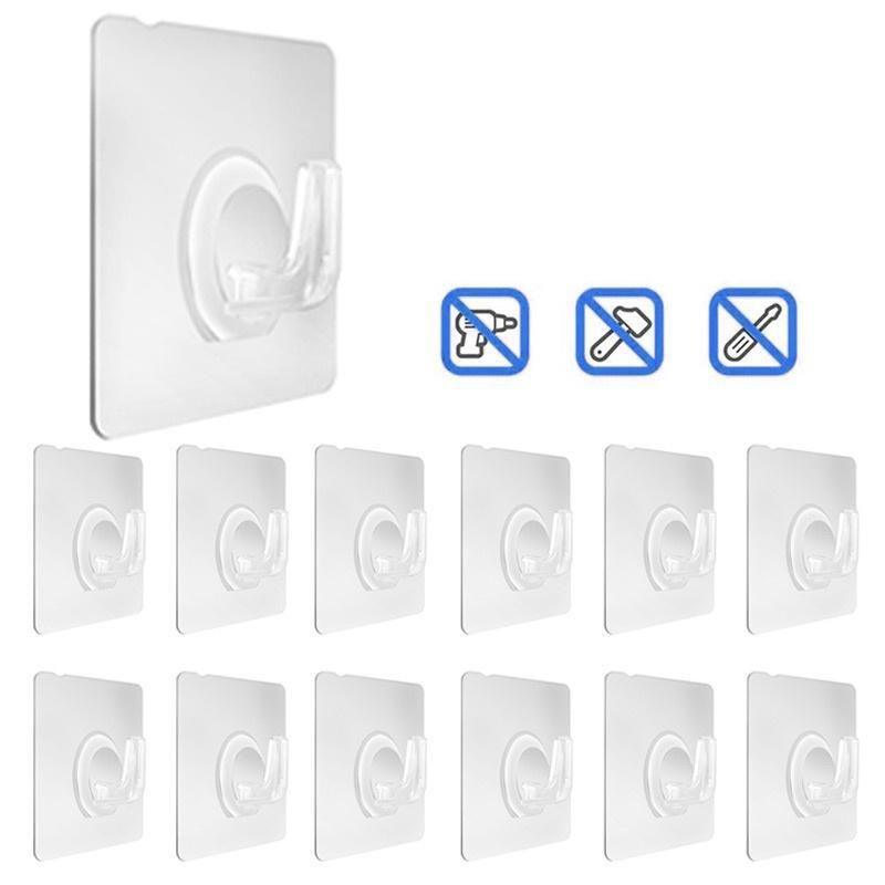 10PCS Self Adhesive Door Wall Hangers Hooks No Rusting Transparent