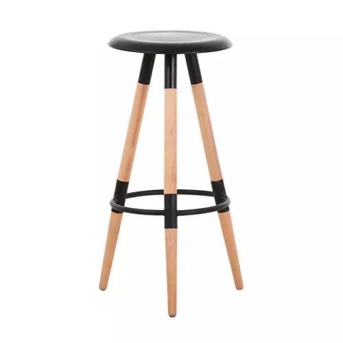 Design Plastic Top Bar Stool With Beechwood Legs - Black