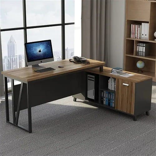 Sadia-computer Desk L-shaped - Corner Desk With Storage File Cabinet