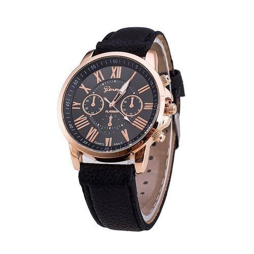 Ladies Exclusive Leather Wrist Watch - Black