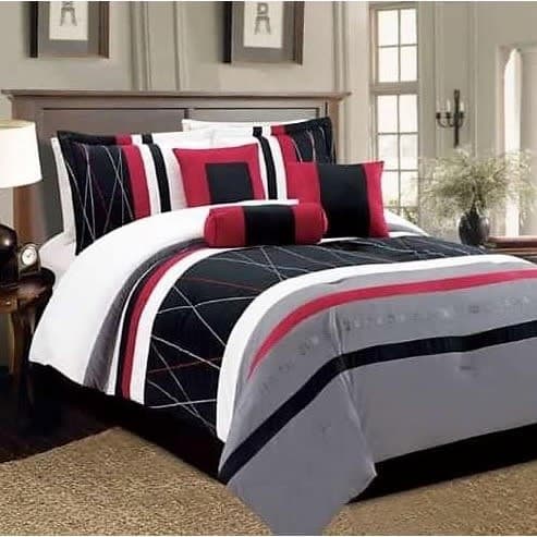 Striped Duvet Set Plus Bedsheet With Pillowcases - Multicolor