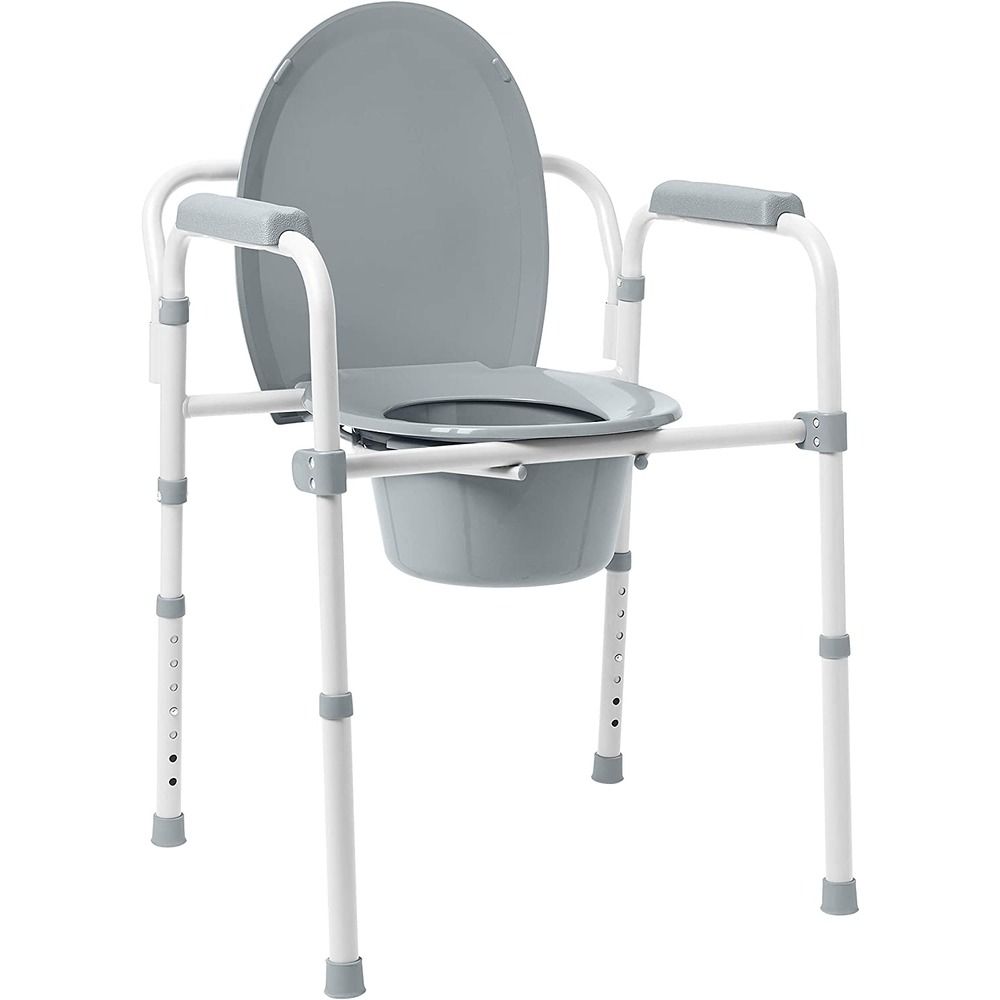 Foldable Commode Chair Toilet Seat Potty And Removable Back