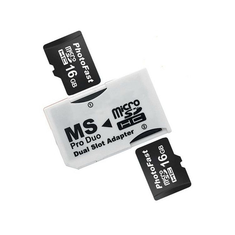 CR-5400 Dual Slot Micro SDHC(TF) To MS PRO Duo Adapter, Total Supported Capacity: 64GB