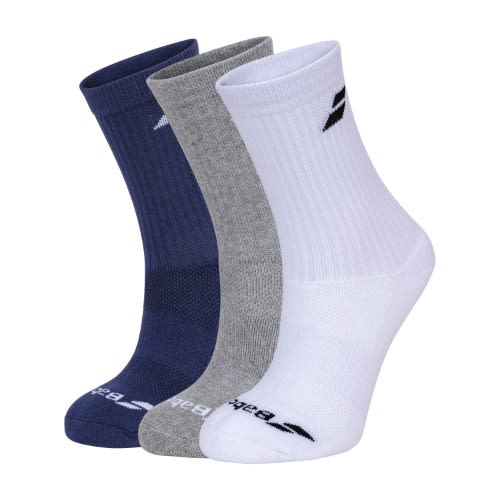 3 Pairs Pack Crew Sock - White/Dark Blue/Grey