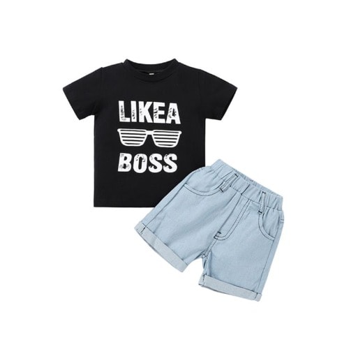 2 Pieces Baby Toddler Boy Like A Boss Sunglasses Top With Shorts