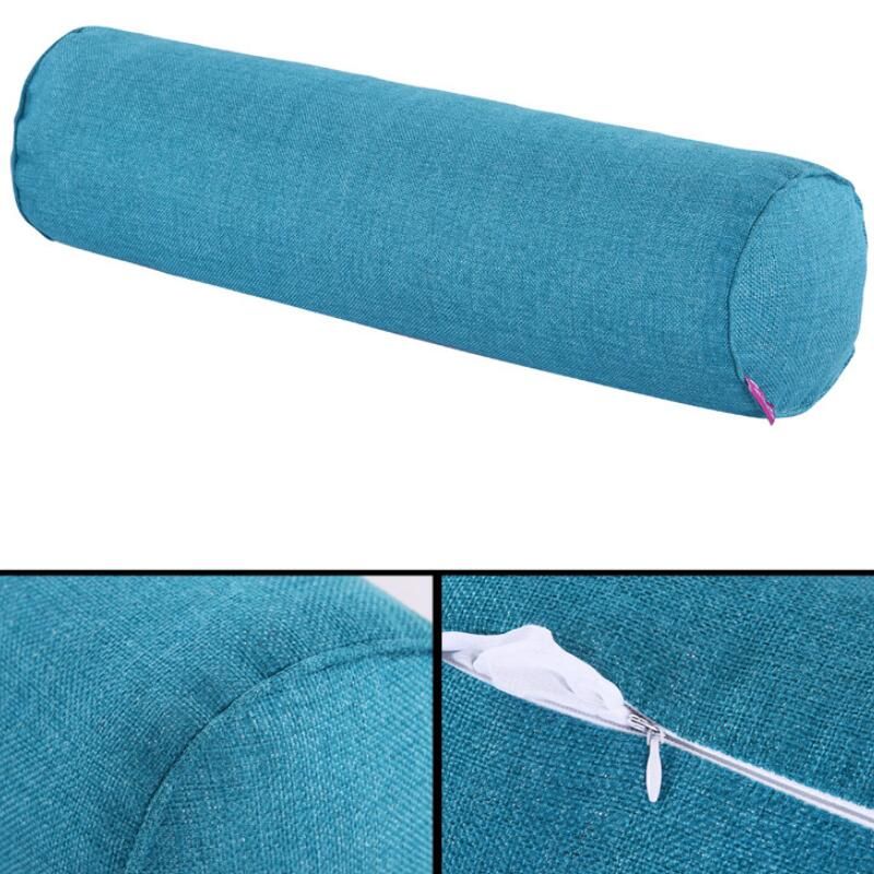 Long Pillow Cotton Linen Beauty Bed Foot Pillow-Peacock Blue