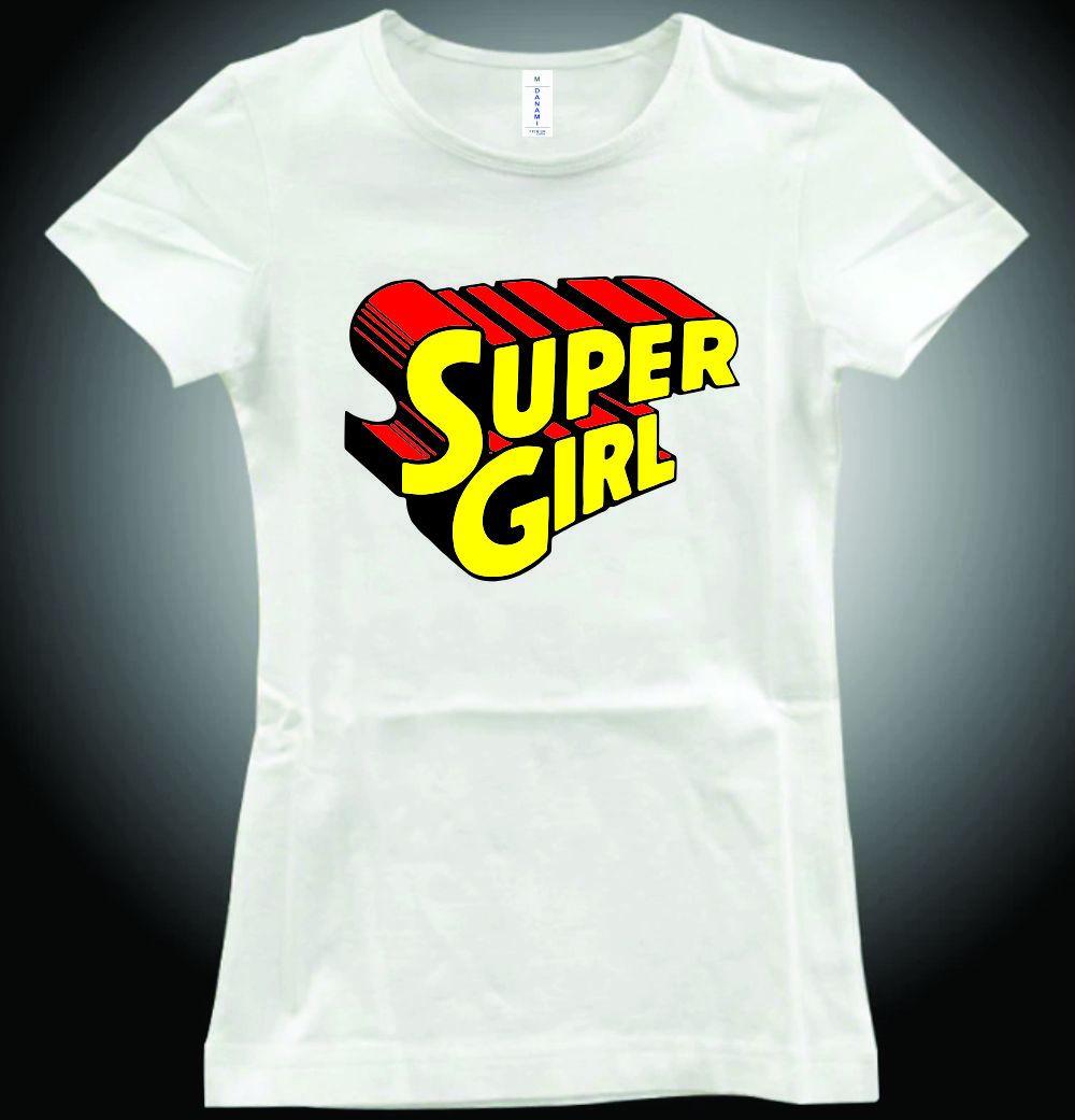 Super Girl Female Printed T-Shirt- White