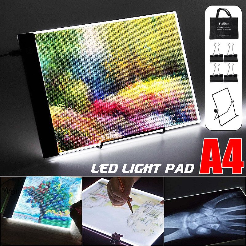 A4 LED Light Pad Panel Tracing Adjustable Stander Acrylic Copyboard USB Powered Drawing Tablet Board Writing With Storage Bag,Clip