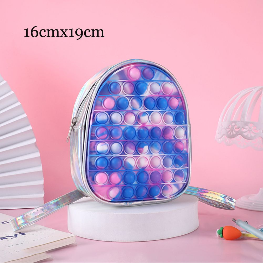 Backpack Pop Push Bubble Finger Toys School Bag Adult Anti Stress Reliever Squeeze Toys Antistress Pop Soft Squishy Gifts(#Small-09)