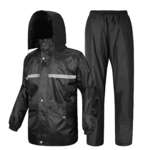 Up And Down Rain Coat With Reflator - Black