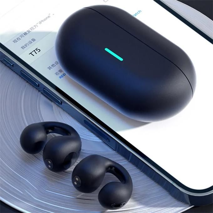 Ear Clip Bluetooth Headphones Bone Conduction Headphones Wireless Earbuds 3D Surround Sound Bass Sports Headphones with Microphone