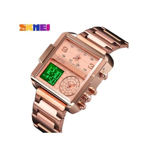 Stainless Strap Square Men's Rose Gold Wrist Watch