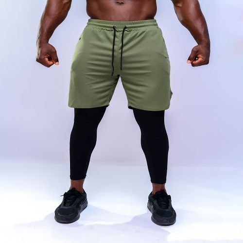 Men's Shorts With Long Tights - Green