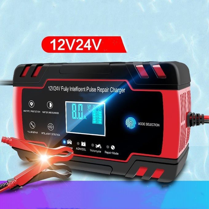 Car Battery Charger Fully Automatic 12V 8A 24V 4A Smart Fast Charging For AGM WET Lead Acid