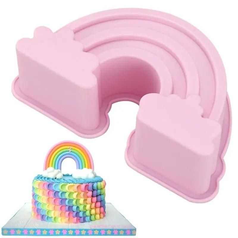 Rainbow Baking Mould Christmas Rainbow Silicone Mould Holiday DIY Cake Chocolate Jelly Baking Mold Trays For Handmade Party Gift