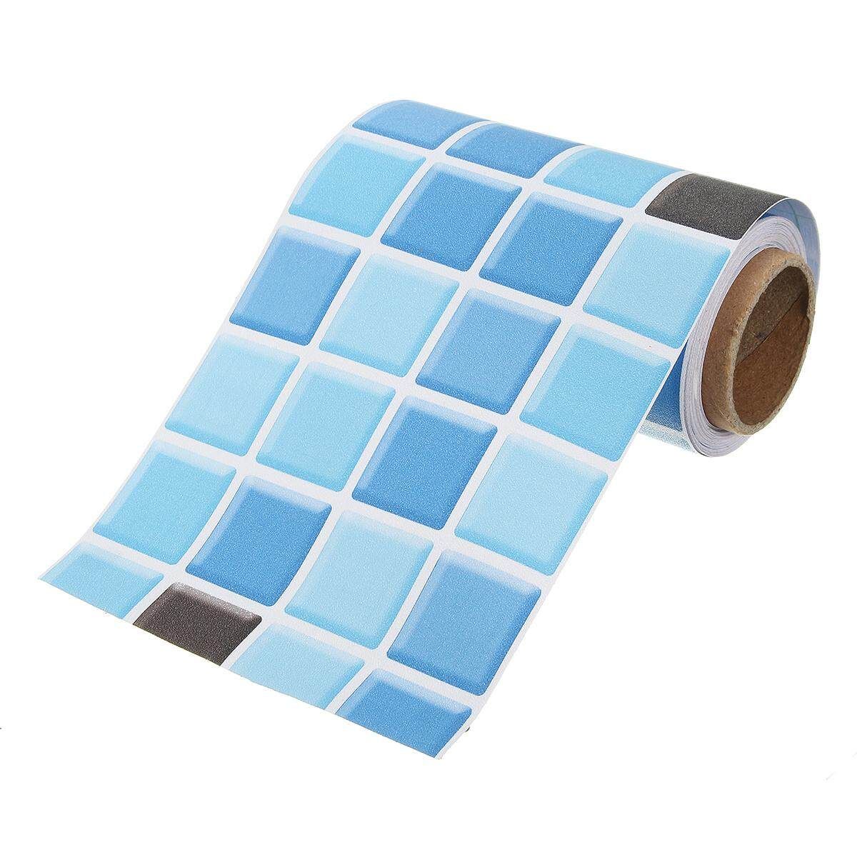 Kitchen Bathroom Floor Self Adhesive Waterproof Mosaic Wall Paper Sticker Tile Blue Blue Mosaic