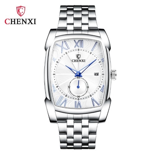 Chenxi Men's Business Silver Shell Wristwatch