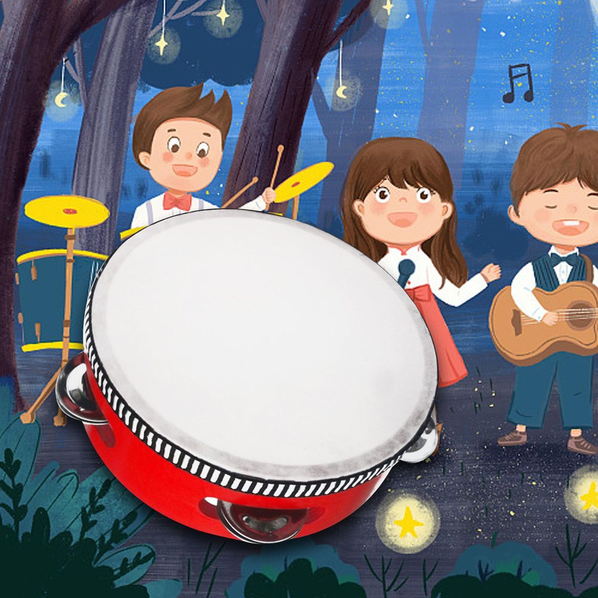 Wooden Hand Held Drum Kids Musical Toys Percussion Hand Drum For 4inch