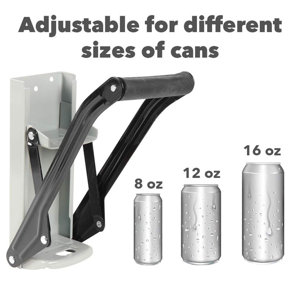 16oz Heavy Duty Wall Mounted Pull Can Crusher Recycler Bottles Recycling Tool-Grey
