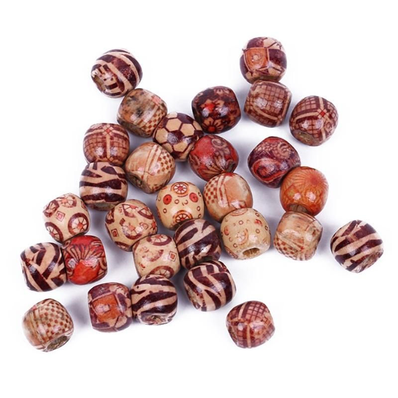 100 Pcs Round Wooden Beads 12 mm With 10 m Jewelry