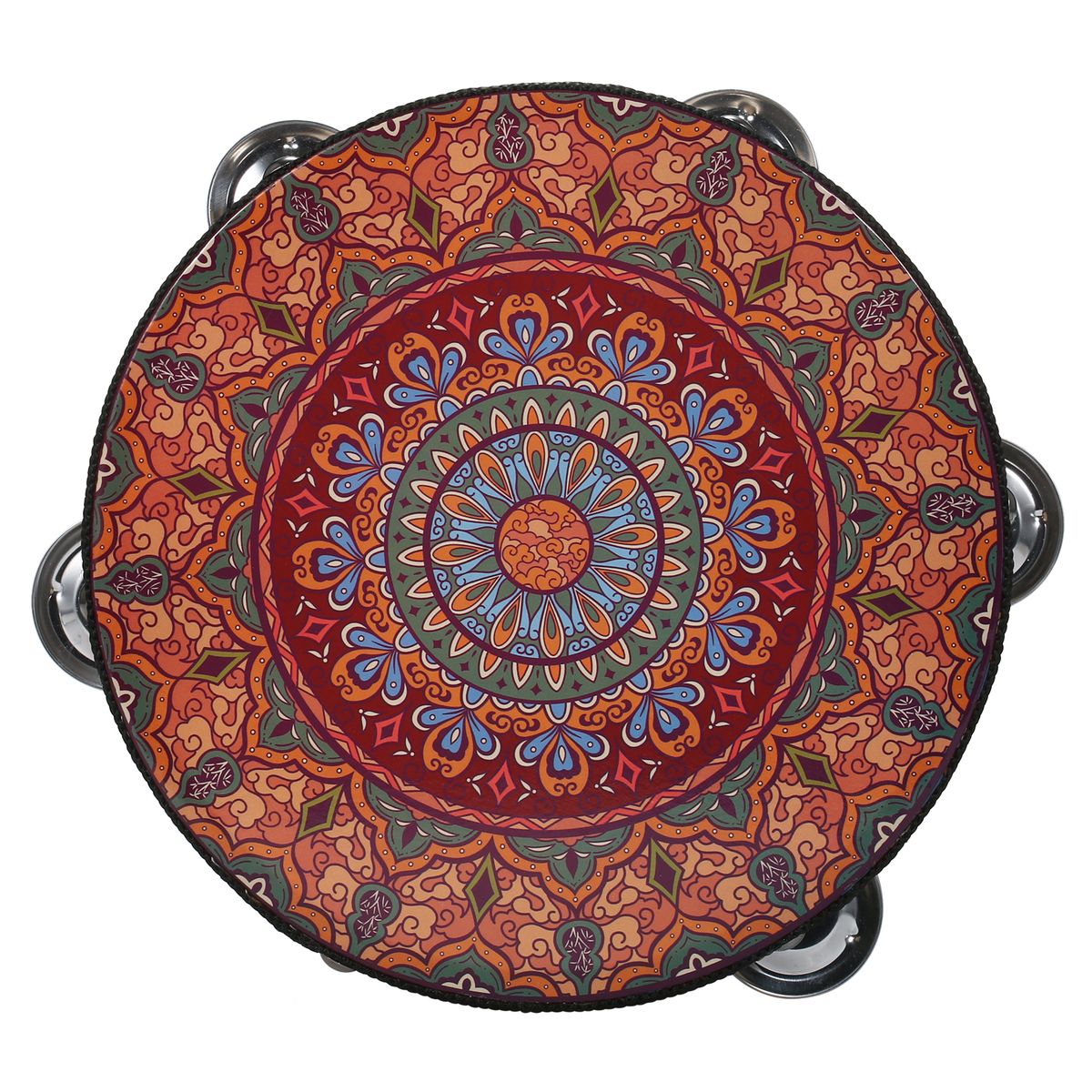 7 Inch Wooden Tambourine Handbell Hand Drum With Double Row