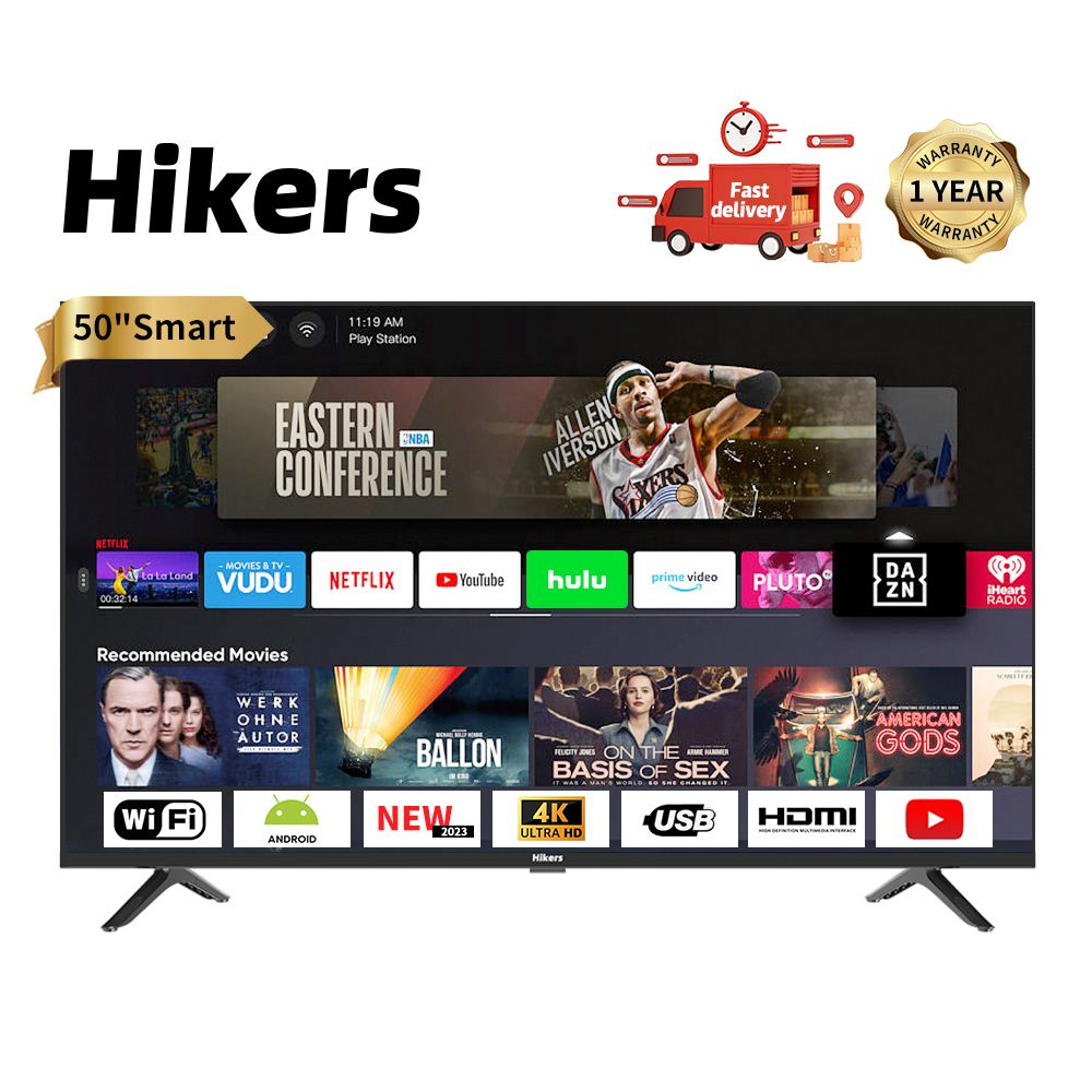50'' Inch Frameless Android Smart 4K LED TV-Black+WALLMOUNT
