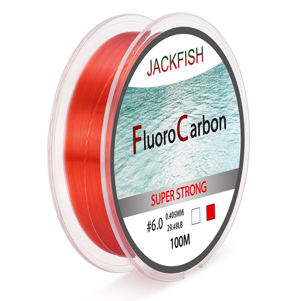 JACKFISH 100M Fluorocarbon Fishing Line Red/clear Two Colors 4-32LB Carbon Fiber Lead