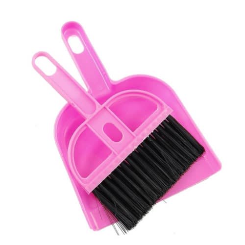 Car Dustpan Sweeper With Brush Set - Pink