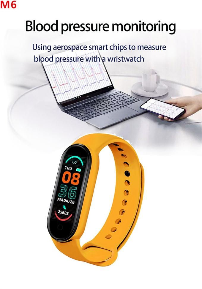 Men's Orange Smart Bracelet M6 Bluetooth Waterproof Bracelet
