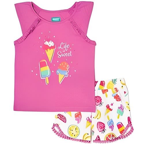 365 Kids Girls 2 Piece Ruffle Outfit Set - Ice Cream Cones
