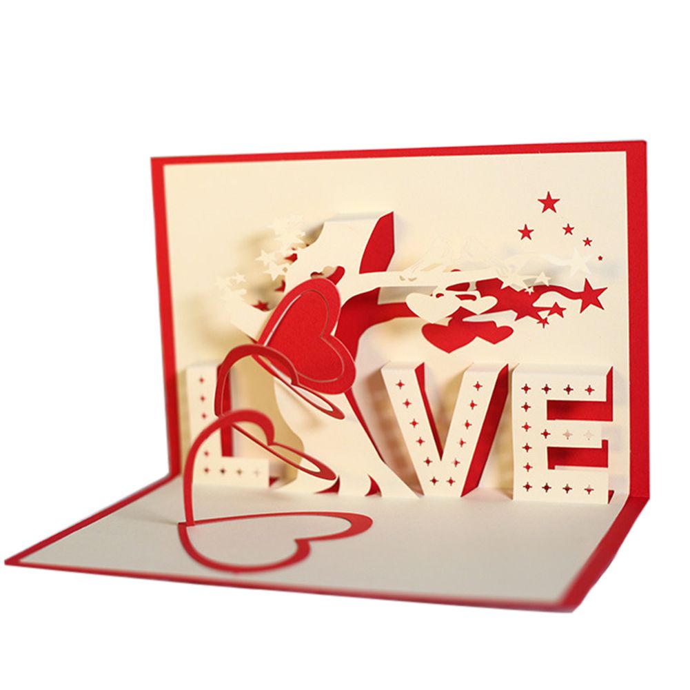 Creative LOVE Heart Tree 3D Pop Up Paper Greeting Card-