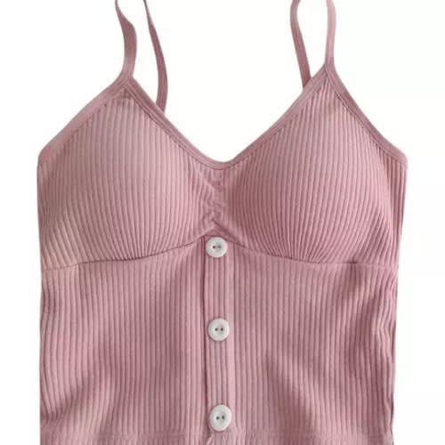 Stretchy Silk Cotton Camisole Bra Combo With Removable Pads - Pink