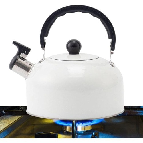 Stainless Steel Stove Top Whistling Tea Kettle - Fast Boiling Kitchen Kettle 3.0L - White