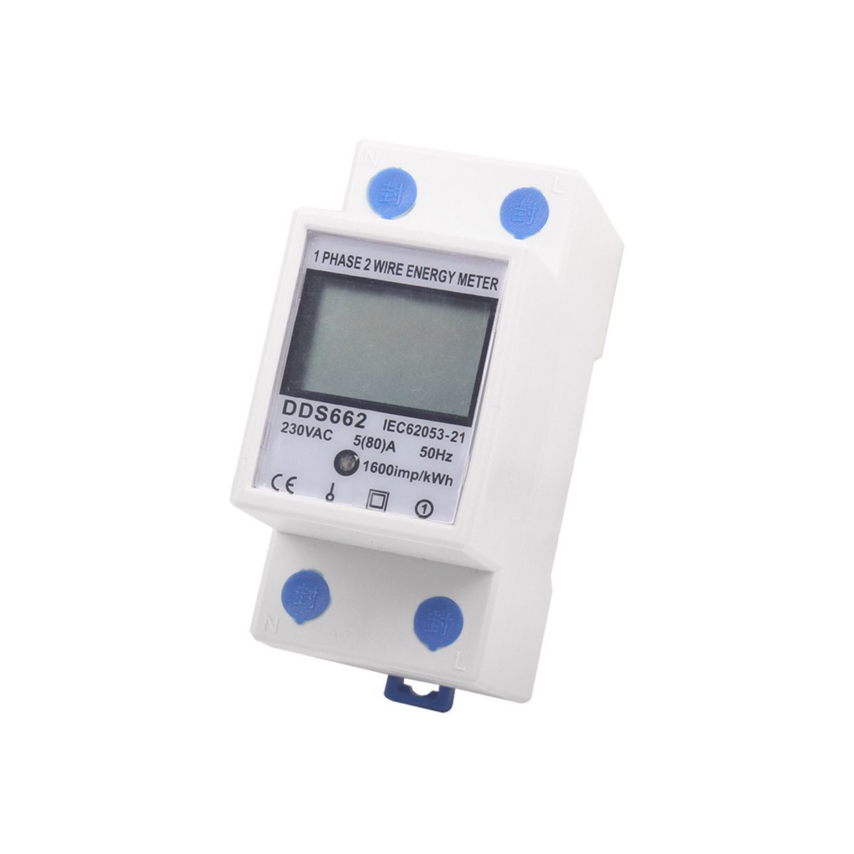 Single Phase Two Wire LCD Backlight Digital Display Single Phase Electronic Energy KWh Meter AC 230V Electric Din Rail