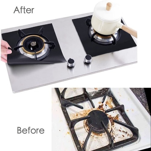 4 Pieces Reusable Gas & Stove Burner Protector Cover - Black