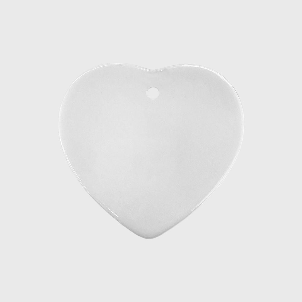 Christmas Ceramic Pendant Heart-Shape Double-sided Glazed