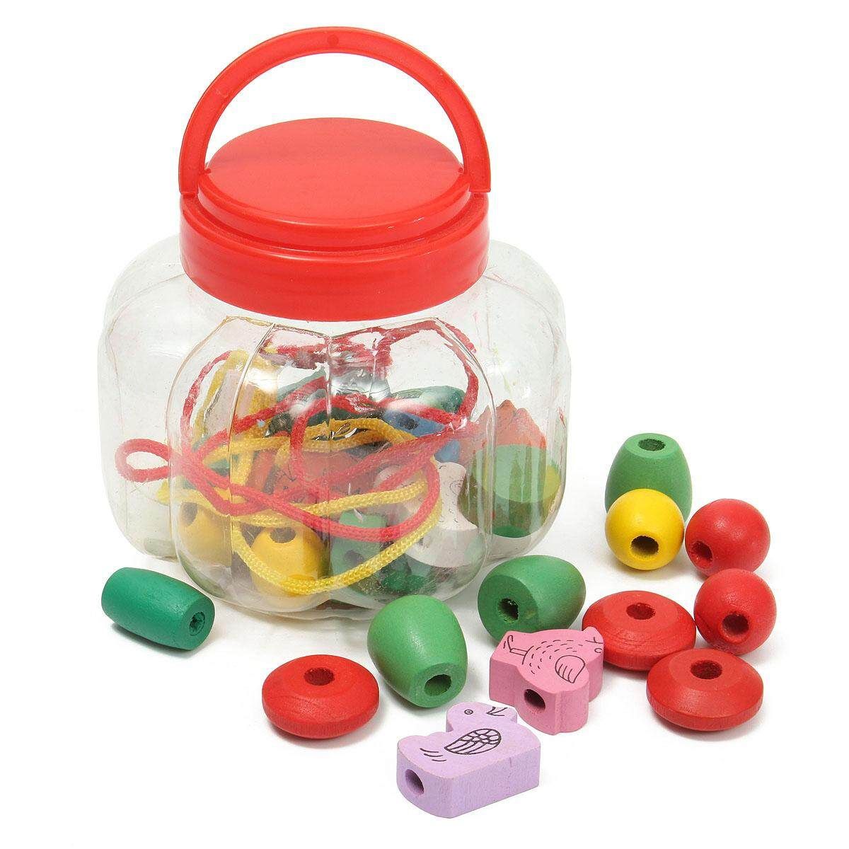 Educational Toy Children's Educational Toys Wooden Beaded Pumpkin Bucket Colored Animal Shape Cartoon Beaded Toy 2CM To 3.8CM Brown {even Code}